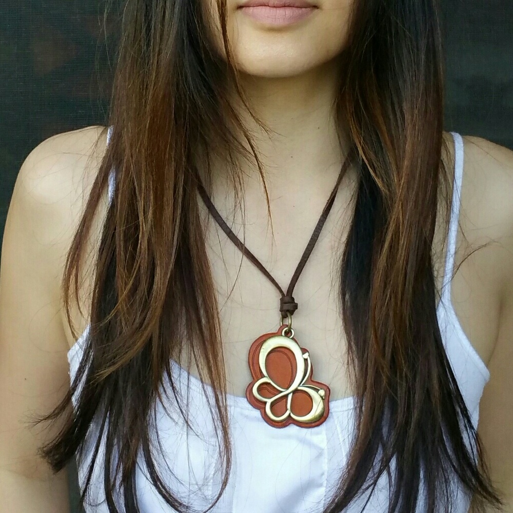 Leather Butterfly Necklace